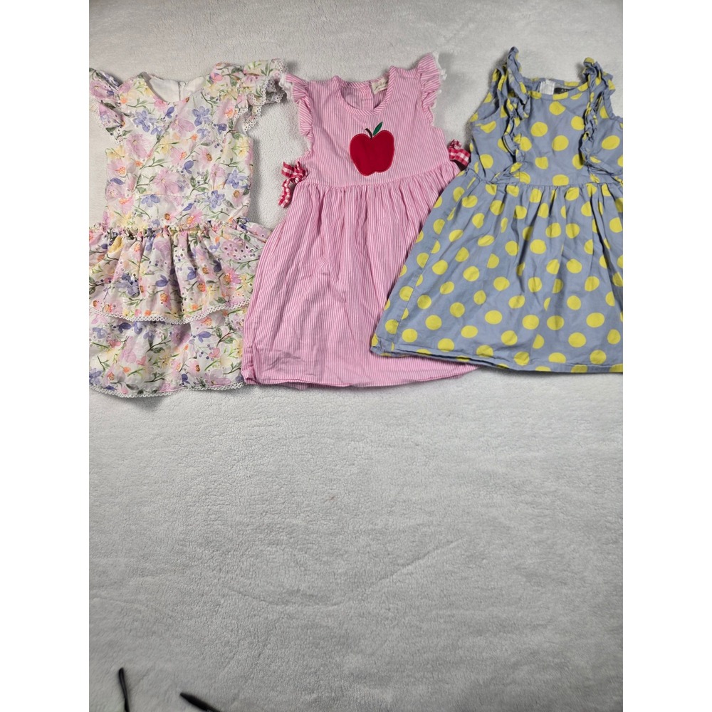Girls Dress Bundle Rare Editions Floral A.T.U.N. Polka Dot‎ Pink Seersucker  5